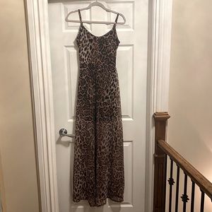 Boohoo Tall Mesh Leopard Print Maxi Dress